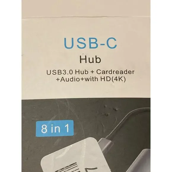 USB C 3.0 Hub 8 in 1 Adapter Cardreader Audio HD 4K